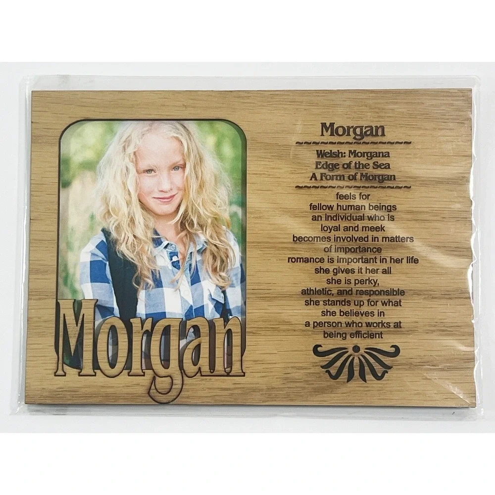 MORGAN Personalized Name Profile Laser Engraved Wood Picture Frame Magnet